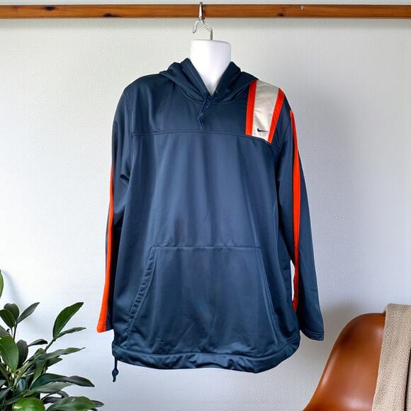 Vintage 90s Nike Mens Tracksuit Hooded TOP XL Blue White With Orange Stripe - Picture 1 of 16